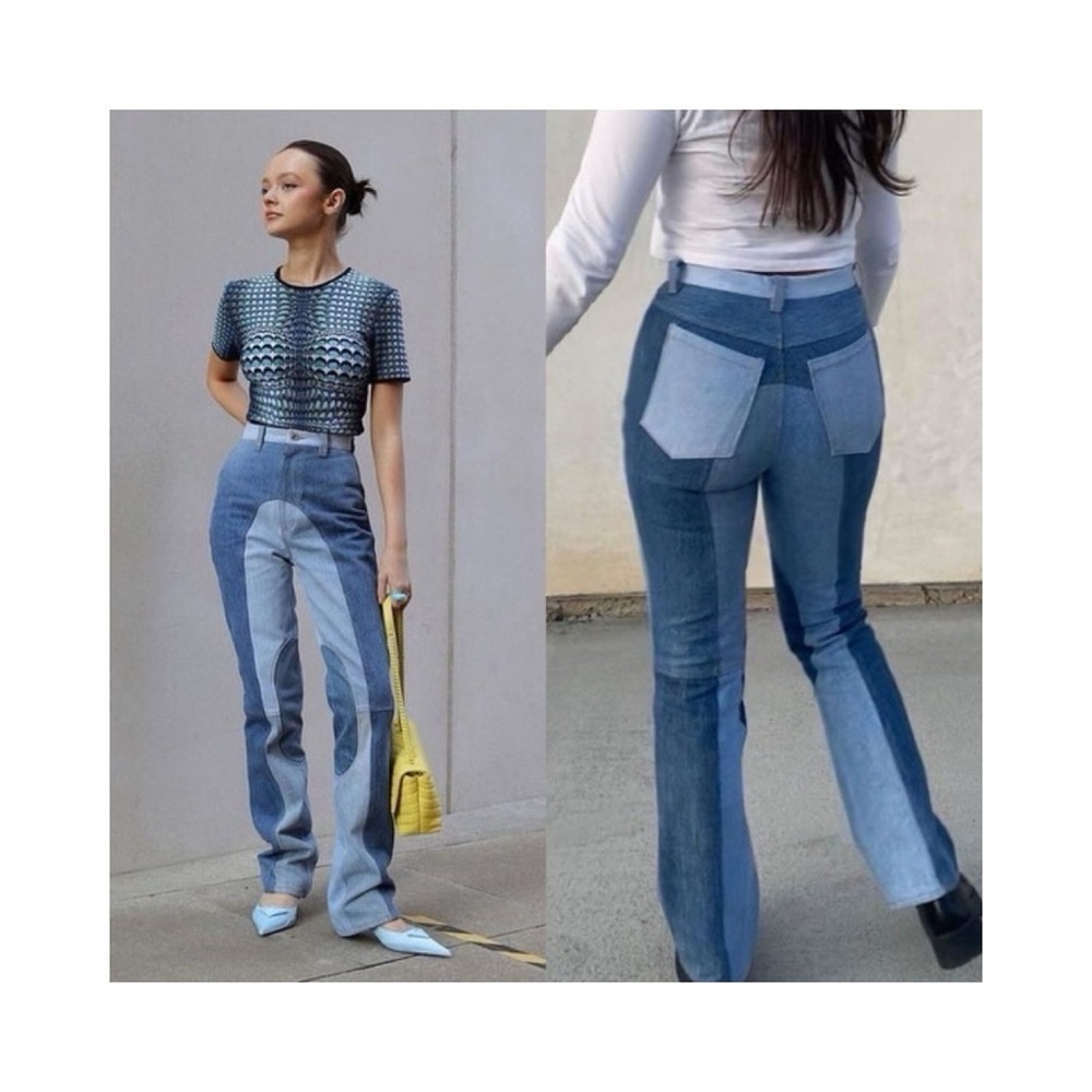 EB Denim Two-Tone Patchwork Blue Jeans